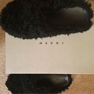 Marni Mules Black Fur